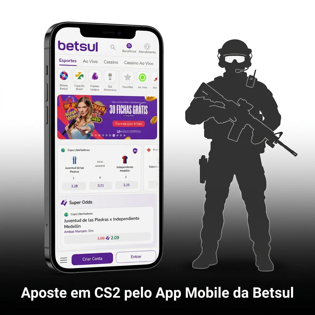 Aposte em CS2 pelo App Mobile da Betsul